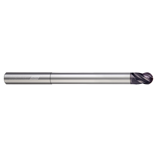 Helical Solutions 57182 | HSV-RN-M-40375-BN 3/8" Diameter x 3/8" Shank x 1/2" LOC x 6" OAL 4 Flute Aplus Coated Solid Carbide Ball End For Steels, High-Temp Alloys & Titanium