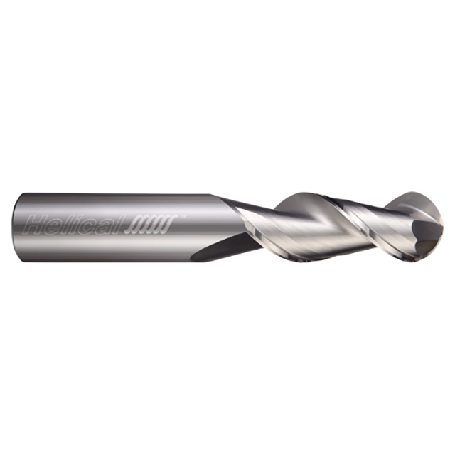 Helical Solutions 17750 | H45AL-R-21000-BN 1" Diameter x 1" Shank x 2" LOC x 5" OAL 2 Flute Uncoated Solid Carbide Ball End For Aluminum