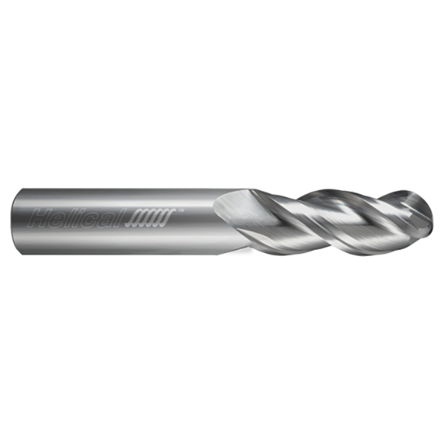 Helical Solutions 49435 | H40ALV-S-31000-BN 1" Diameter x 1" Shank x 1-1/4" LOC x 4" OAL 3 Flute Uncoated Solid Carbide Ball End For Aluminum