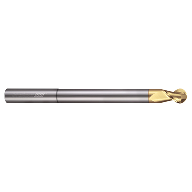 Helical Solutions 81356 | H45AL-RN-A-20500-BN 1/2" Diameter x 1/2" Shank x 5/8" LOC x 4" OAL 2 Flute Zplus Coated Solid Carbide Ball End For Aluminum