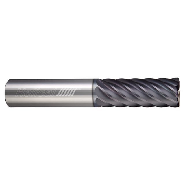 Helical Solutions 81832 | HXF-SR-070250-R.020 1/4" Diameter x 1/4" Shank x 1/2" LOC x 2" OAL x 0.0200" Corner Radius 7 Flute Aplus Coated Solid Carbide Corner Radius End Mill For Steels, High-Temp Alloys & Titanium