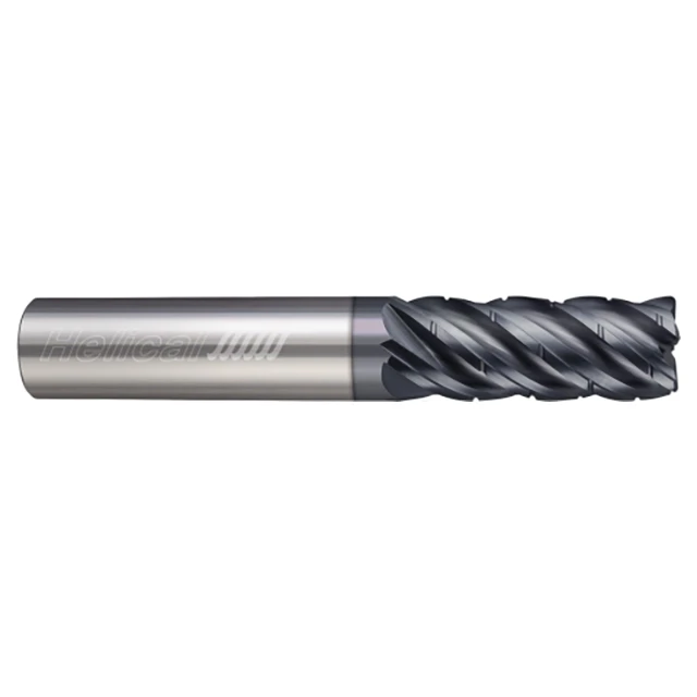 Helical Solutions 82222 | HEV-C-X-50750-R.030 3/4" Diameter x 3/4" Shank x 4" LOC x 6-1/2" OAL x 0.030" Corner Radius 5 Flute Aplus Coated Solid Carbide Roughing End Mill For Steels, High-Temp Alloys & Titanium