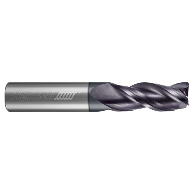 Helical Solutions 23253 | HSV-SR-30625-R.030 5/8" Diameter x 5/8" Shank x 1-1/8" LOC x 3-1/2" OAL x 0.030" Corner Radius 3 Flute Aplus Coated Solid Carbide Corner Radius End Mill For Steels, High-Temp Alloys & Titanium