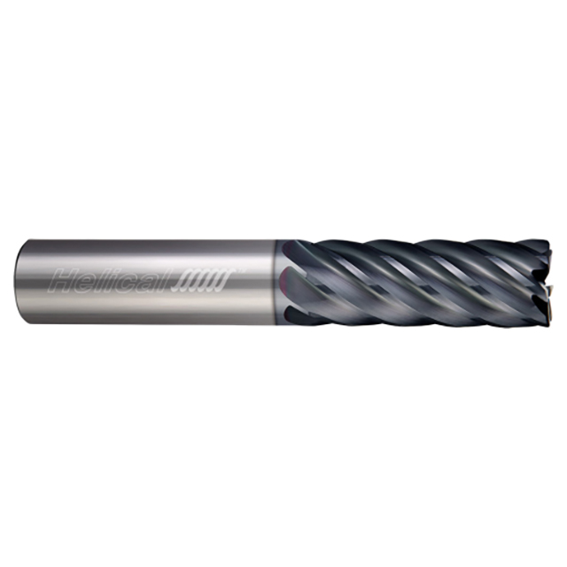 Helical Solutions 27107 | HEV-S-70250-R.020 1/4" Diameter x 1/4" Shank x 3/8" LOC x 2" OAL x 0.020" Corner Radius 7 Flute Aplus Coated Solid Carbide Corner Radius End Mill For Steels, High-Temp Alloys & Titanium
