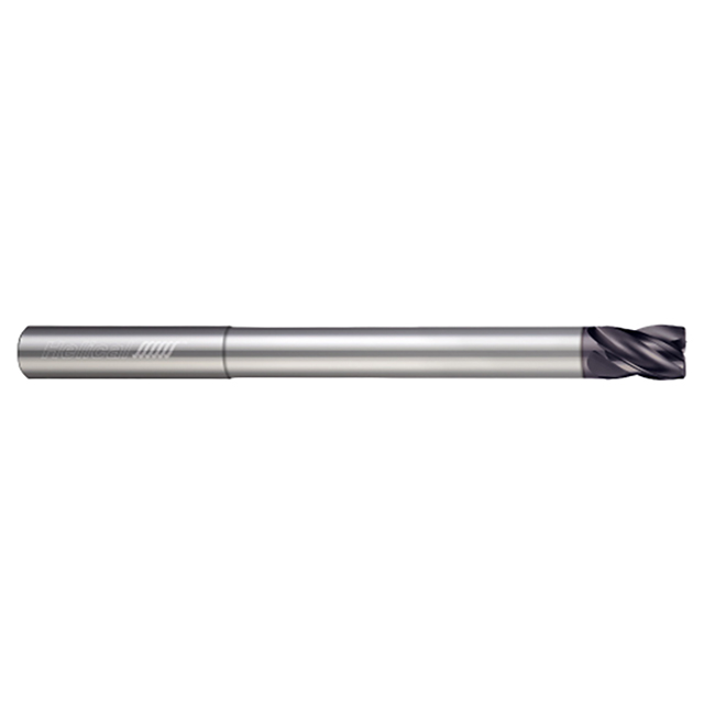 Helical Solutions 32332 | HSV-RN-S-40750-R.030 3/4" Diameter x 3/4" Shank x 1" LOC x 2" Reach x 4" OAL x 0.0300" Corner Radius 4 Flute Aplus Coated Solid Carbide Reduced Neck End Mill For Steels, High-Temp Alloys & Titanium