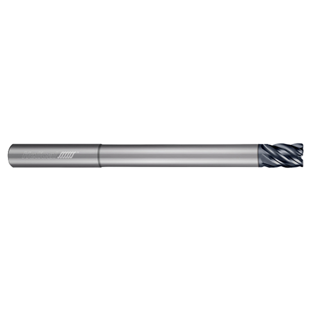 Helical Solutions 51032 | HEV-RN-R-50125-R.030 1/8" Diameter x 1/8" Shank x 5/32" LOC x 2" OAL x 1/2" Reach x 0.030" Radius 5 Flute APLUS Coated Solid Carbide Reduced Neck End Mill
