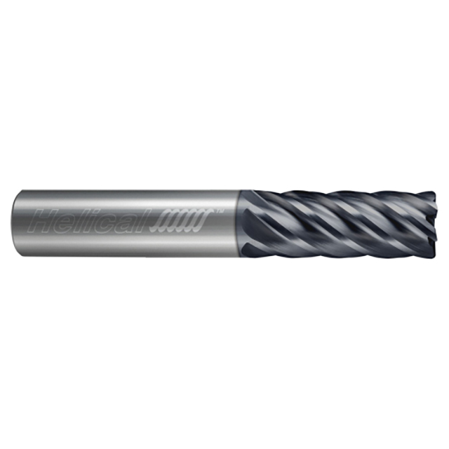Helical Solutions 59330 | HEV-R-60500-R.090 1/2" Diameter x 1/2" Shank x 1-1/4" LOC x 3" OAL x 0.0900" Corner Radius 6 Flute Aplus Coated Solid Carbide Corner Radius End Mill For Steels, High-Temp Alloys & Titanium