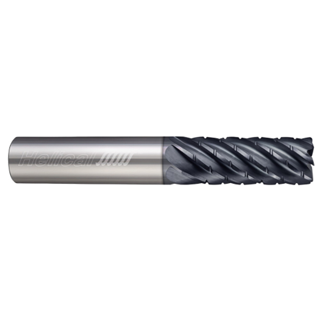 Helical Solutions 59425 | HEV-C-R-70375-R.020 3/8" Diameter x 3/8" Shank x 1" LOC x 2-1/2" OAL x 0.020" Corner Radius 7 Flute Aplus Coated Solid Carbide Roughing End Mill For Steels, High-Temp Alloys & Titanium
