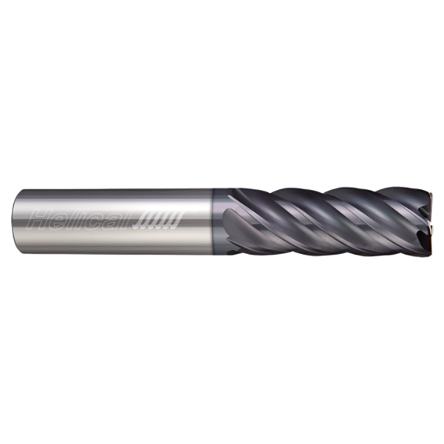 Helical Solutions 59542 | MHEV-020-51000-R1.00 10.00mm Diameter x 10.00mm Shank x 20.00mm LOC x 63.00mm OAL x 1.00mm Radius 5 Flute APLUS Coated Solid Carbide Corner Radius End Mill
