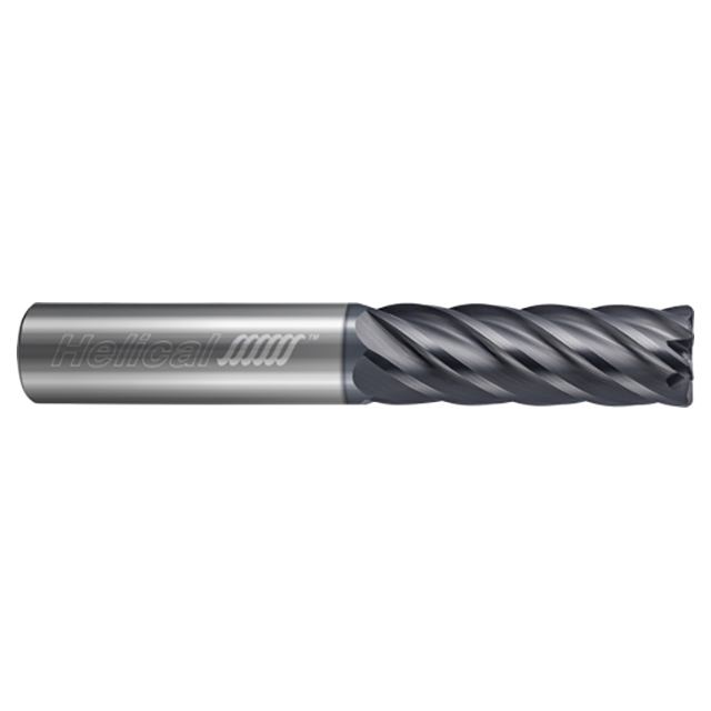 Helical Solutions 82061 | HVTI-040-60250-R.010 1/4" Diameter x 1/4" Shank x 1" LOC x 3" OAL x 0.0100" Corner Radius 6 Flute Aplus Coated Solid Carbide Corner Radius End Mill For Titanium