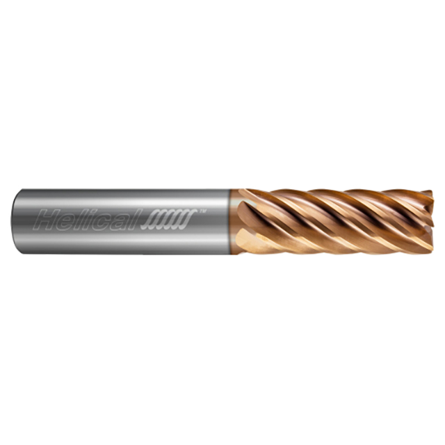 Helical Solutions 81948 | HEV-L-70500-R.030 1/2" Diameter x 1/2" Shank x 2" LOC x 4" OAL x 0.030" Corner Radius 7 Flute Tplus Coated Solid Carbide Corner Radius End Mill For Steels, High-Temp Alloys & Titanium