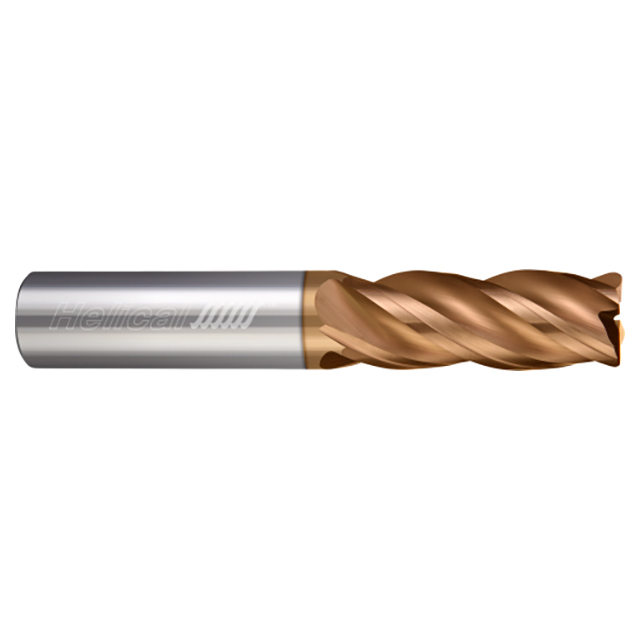 Helical Solutions 82307 | HSV-S-40375-R.020 3/8" Diameter x 3/8" Shank x 1/2" LOC x 2" OAL x 0.0200" Corner Radius 4 Flute Tplus Coated Solid Carbide Corner Radius End Mill For Steels, High-Temp Alloys & Titanium