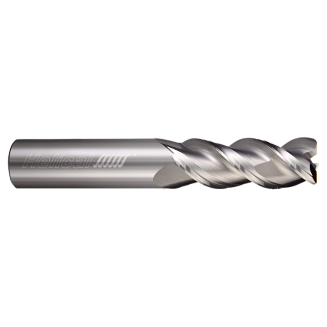 Helical Solutions 81585 | H45AL-R-30125-R.010 1/8" Diameter x 1/8" Shank x 1/2" LOC x 2-1/2" OAL x 0.0100" Corner Radius 3 Flute Uncoated Solid Carbide Corner Radius End Mill For Aluminum