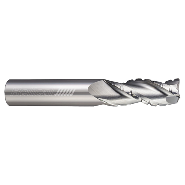 Helical Solutions 82121 | H35ALV-C-030-30250-R.020 1/4" Diameter x 1/4" Shank x 3/4" LOC x 2-1/2" OAL x 0.020" Corner Radius 3 Flute Uncoated Solid Carbide Roughing End Mill For Aluminum
