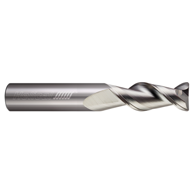 Helical Solutions 82377 | H45AL-M-20500-R.060 1/2" Diameter x 1/2" Shank x 1-5/8" LOC x 4" OAL x 0.060" Corner Radius 2 Flute Uncoated Solid Carbide Corner Radius End Mill For Aluminum