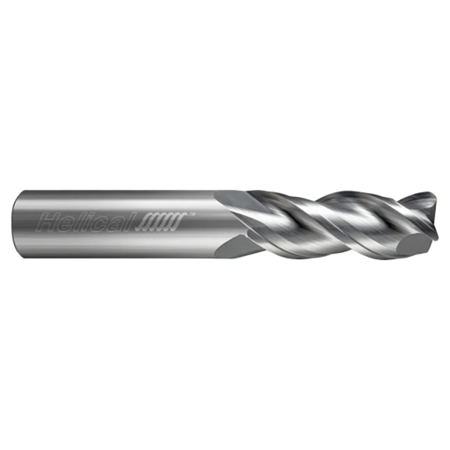 Helical Solutions 48015 | H40ALV-SR-30125-R.015 1/8" Diameter x 1/8" Shank x 3/8" LOC x 2" OAL x 0.0150" Corner Radius 3 Flute Uncoated Solid Carbide Corner Radius End Mill For Aluminum