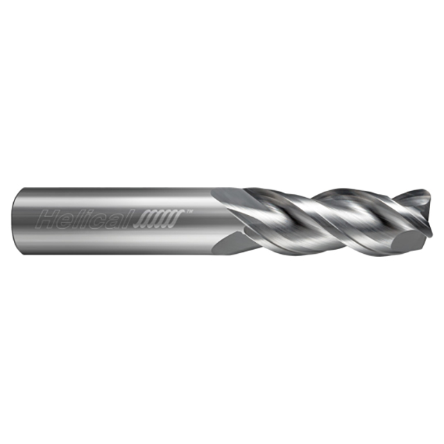 Helical Solutions 48330 | H40ALV-L-30375-R.090 3/8" Diameter x 3/8" Shank x 1-1/2" LOC x 3-1/2" OAL x 0.090" Corner Radius 3 Flute Uncoated Solid Carbide Corner Radius End Mill For Aluminum