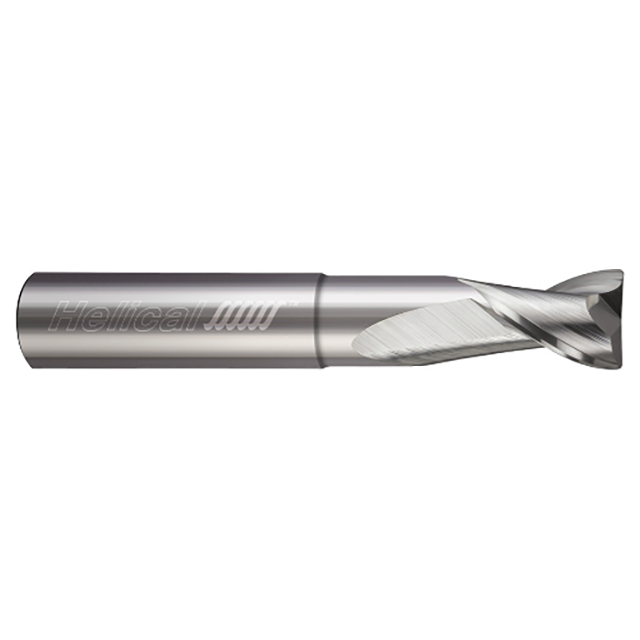 Helical Solutions 59975 | HMG-RN-046-20375-R.030 3/8" Diameter x 3/8" Shank x 1/2" LOC x 1-3/4" Reach x 3-1/4" OAL x 0.030" Corner Radius 2 Flute Uncoated Solid Carbide Reduced Neck High-Balance End Mill For Aluminum