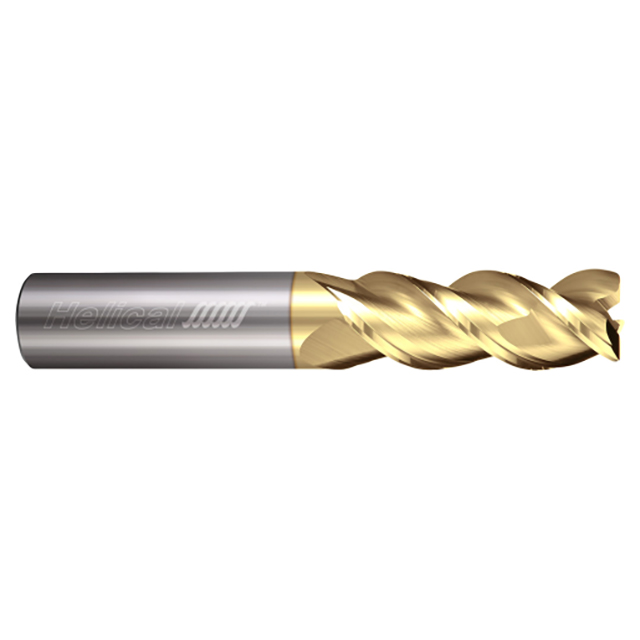 Helical Solutions 81626 | H45AL-L-30500-R.060 1/2" Diameter x 1/2" Shank x 2" LOC x 4" OAL x 0.0600" Corner Radius 3 Flute Zplus Coated Solid Carbide Corner Radius End Mill For Aluminum
