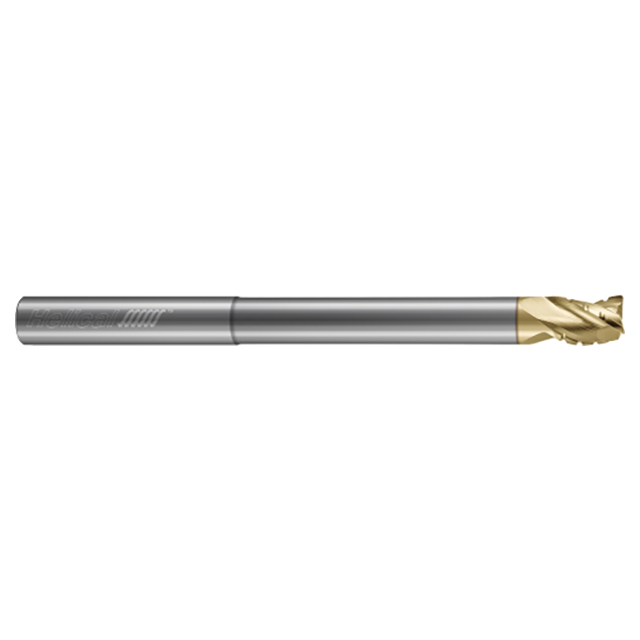 Helical Solutions 82202 | H35ALV-C-RN-040-30750-R.030 3/4" Diameter x 3/4" Shank x 1" LOC x 3" Reach x 6" OAL x 0.0300" Corner Radius 3 Flute Zplus Coated Solid Carbide Reduced Neck Roughing End Mill For Aluminum