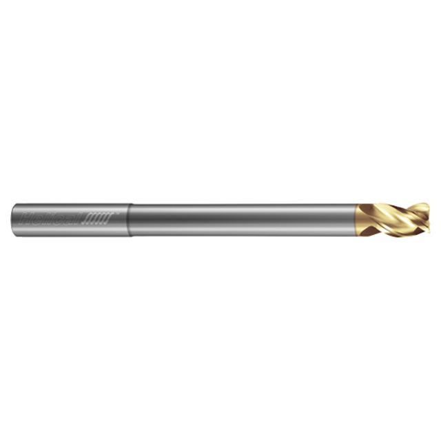 Helical Solutions 46091 | H40ALV-RN-S-30250-R.060 1/4" Diameter x 1/4" Shank x 3/8" LOC x 3/4" Reach x 2-1/2" OAL x 0.0600" Corner Radius 3 Flute Zplus Coated Solid Carbide Reduced Neck End Mill For Aluminum