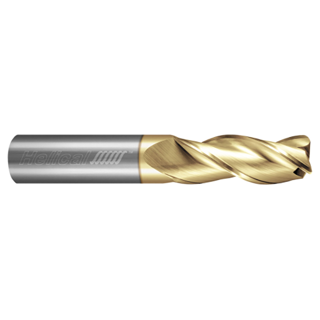 Helical Solutions 59105 | H35AL-M-30375-R.020 3/8" Diameter x 3/8" Shank x 1-1/4" LOC x 3-1/2" OAL x 0.0200" Corner Radius 3 Flute Zplus Coated Solid Carbide Corner Radius End Mill For Aluminum