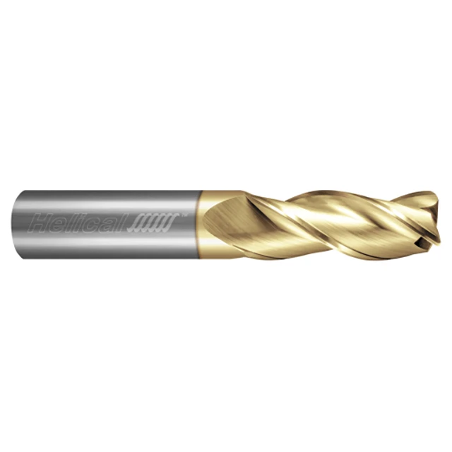 Helical Solutions 59131 | H35AL-SR-30500-R.030 1/2" Diameter x 1/2" Shank x 1" LOC x 3" OAL x 0.0300" Corner Radius 3 Flute Zplus Coated Solid Carbide Corner Radius End Mill For Aluminum