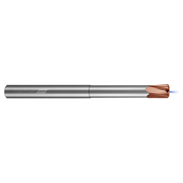 Helical Solutions 82714 | MHFVC-RN-020-51200 12.00mm Diameter x 12.00mm Shank x 12.00mm LOC x 24.00mm Reach x 125.00mm OAL 5 Flute Tplus Coated Solid Carbide High-Feed End Mill - Coolant Through