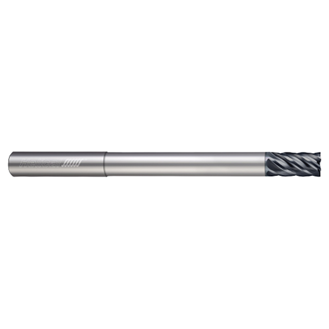 Helical Solutions 82606 | HEV-RN-L-60500 1/2" Diameter x 1/2" Shank x 5/8" LOC x 4-1/8" Reach x 6" OAL 6 Flute Single End Aplus Coated Solid Carbide Reduced Neck Square End Mill