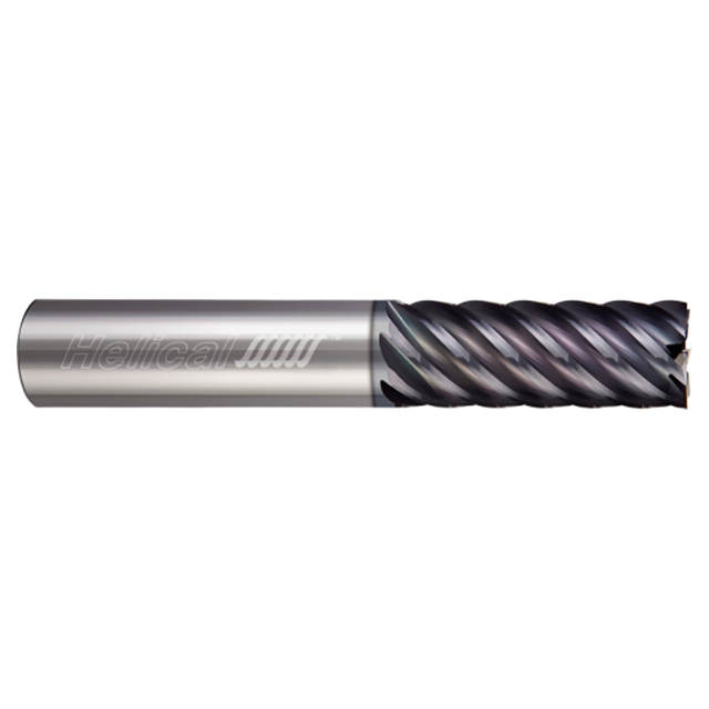 Helical Solutions 24167 | HSF-S-70375 3/8" Diameter x 3/8" Shank x 1/2" LOC x 2" OAL 7 Flute Single End Aplus Coated Solid Carbide Square End Mill