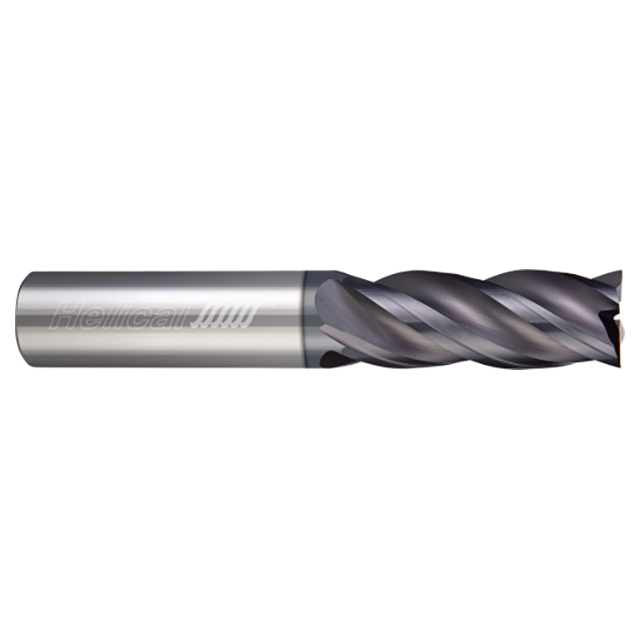 Helical Solutions 30332W | HSV-SR-40375 3/8" Diameter x 3/8" Shank x 7/8" LOC x 3" OAL 4 Flute Single End Aplus Coated Solid Carbide Square End With Weldon Flat
