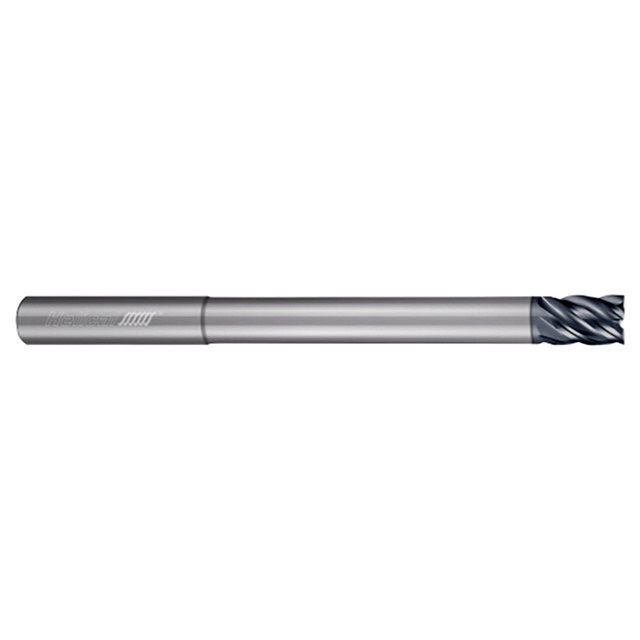 Helical Solutions 50452 | HEV-RN-M-51000 1" Diameter x 1" Shank x 1-1/4" LOC x 3-3/8" Reach x 6" OAL 5 Flute Single End Aplus Coated Solid Carbide Reduced Neck Square End Mill