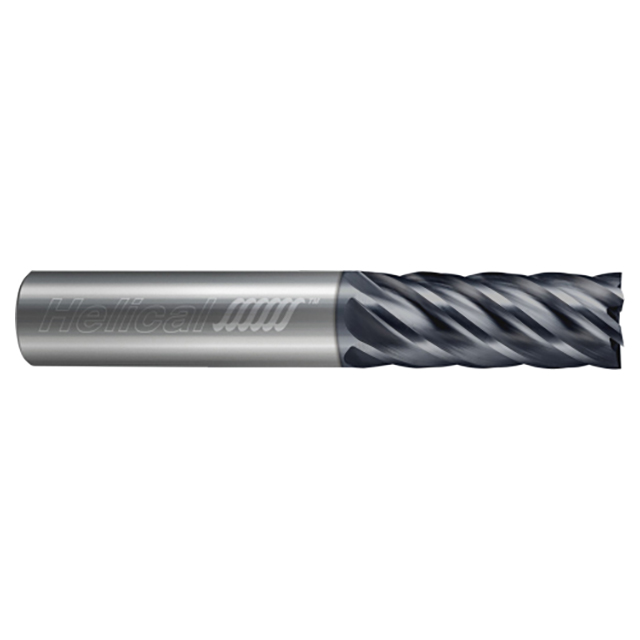 Helical Solutions 59267 | HEV-S-60625 5/8" Diameter x 5/8" Shank x 3/4" LOC x 3" OAL 6 Flute Single End Aplus Coated Solid Carbide Square End Mill