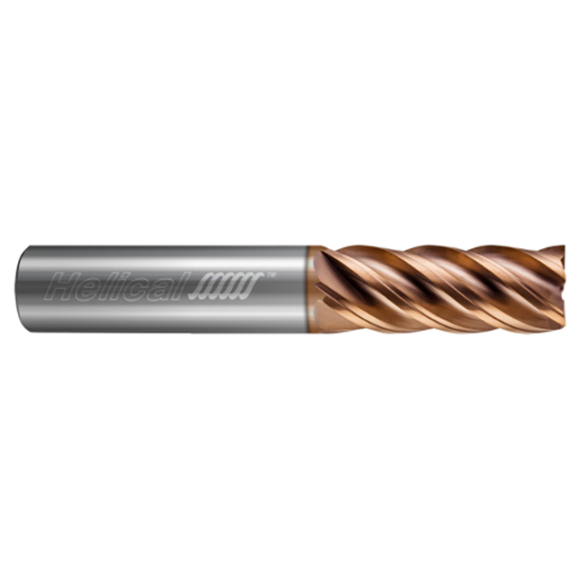 Helical Solutions 81846 | HEV-L-50625 5/8" Diameter x 5/8" Shank x 2-1/2" LOC x 5" OAL 5 Flute Single End Tplus Coated Solid Carbide Square End Mill