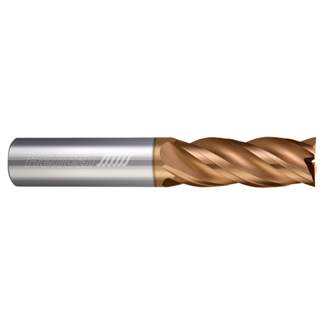 Helical Solutions 82270 | HSV-S-40500 1/2" Diameter x 1/2" Shank x 5/8" LOC x 2-1/2" OAL 4 Flute Single End Tplus Coated Solid Carbide Square End Mill
