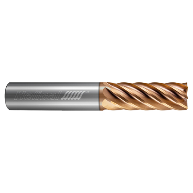 Helical Solutions 59944 | HEV-R-70375 3/8" Diameter x 3/8" Shank x 1" LOC x 2-1/2" OAL 7 Flute Single End Tplus Coated Solid Carbide Square End Mill