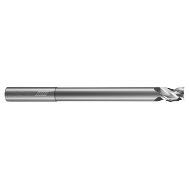 Helical Solutions 81467 | H40ALV-RN-L-30125 1/8" Diameter x 1/8" Shank x 5/32" LOC x 1" Reach x 3" OAL 3 Flute Single End Uncoated Solid Carbide Reduced Neck Square End Mill For Aluminum