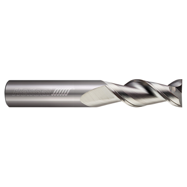 Helical Solutions 00150 | H45AL-S-20250 1/4" Diameter x 1/4" Shank x 3/8" LOC x 2" OAL 2 Flute Single End Uncoated Solid Carbide Square End Mill For Aluminum