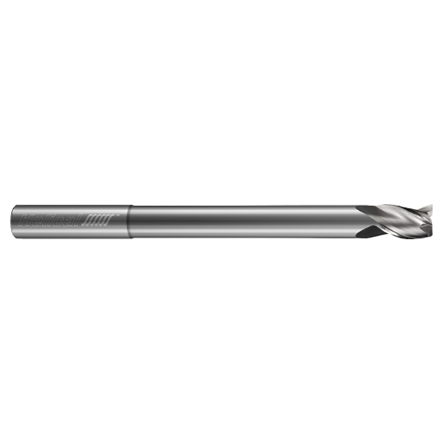Helical Solutions 04075 | H35AL-RN-M-30187 3/16" Diameter x 3/16" Shank x LOC x 3/4" Reach x 3" OAL 3 Flute Single End Uncoated Solid Carbide Reduced Neck Square End Mill For Aluminum
