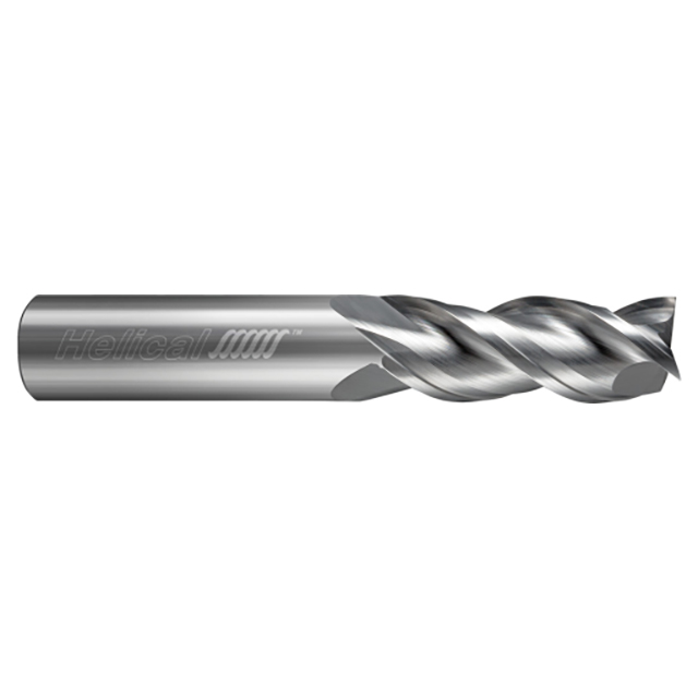 Helical Solutions 48485 | H40ALV-S-30625 5/8" Diameter x 5/8" Shank x 3/4" LOC x 3" OAL 3 Flute Single End Uncoated Solid Carbide Square End Mill For Aluminum