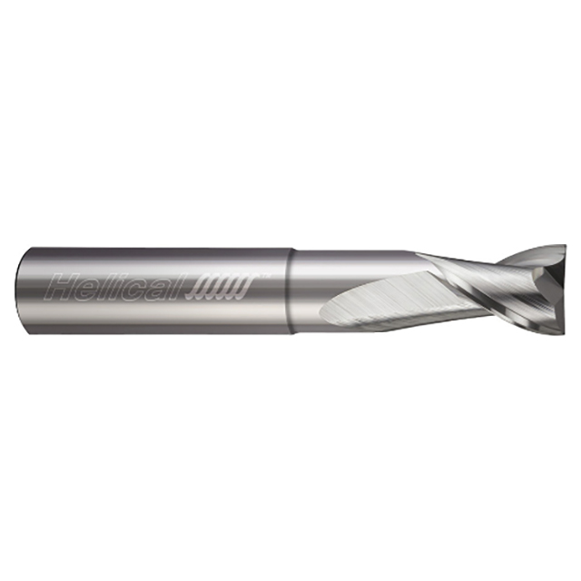 Helical Solutions 59971 | HMG-RN-040-20375 3/8" Diameter x 3/8" Shank x 1/2" LOC x 1-1/2" Reach x 2-3/4" OAL 2 Flute Single End Uncoated Solid Carbide Reduced Neck Square End Mill For Aluminum