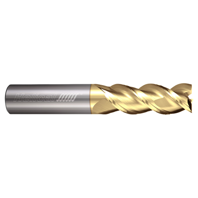 Helical Solutions 81562 | H45AL-A-30750 3/4" Diameter x 3/4" Shank x 2" LOC x 4" OAL 3 Flute Single End Zplus Coated Solid Carbide Square End Mill For Aluminum