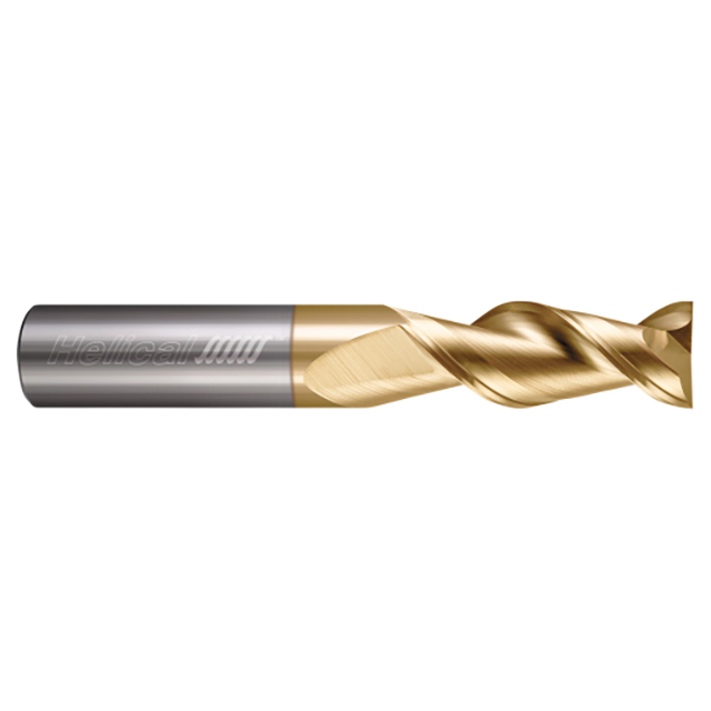 Helical Solutions 00437 | H45AL-S-20500 1/2" Diameter x 1/2" Shank x 5/8" LOC x 2-1/2" OAL 2 Flute Single End Zplus Coated Solid Carbide Square End Mill For Aluminum