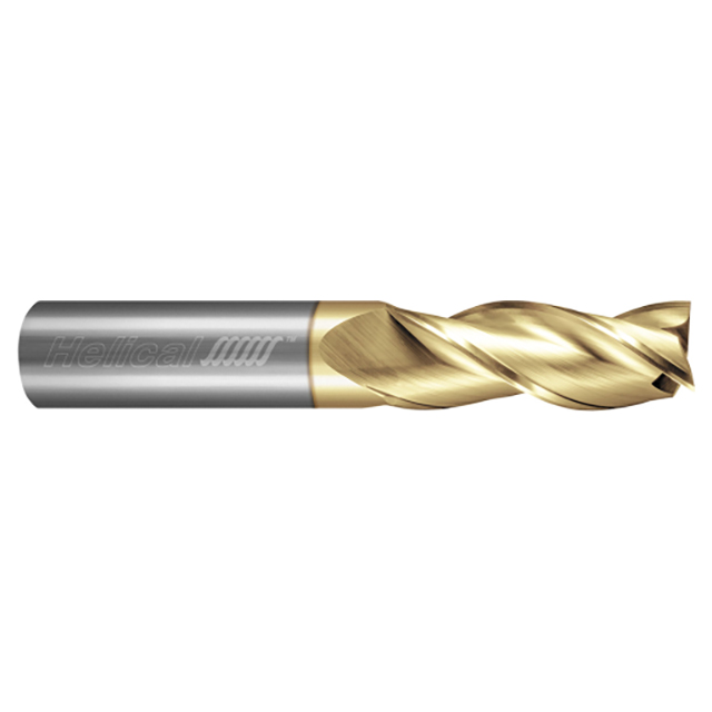 Helical Solutions 01557 | H35AL-S-30625 5/8" Diameter x 5/8" Shank x 3/4" LOC x 3" OAL 3 Flute Single End Zplus Coated Solid Carbide Square End Mill For Aluminum