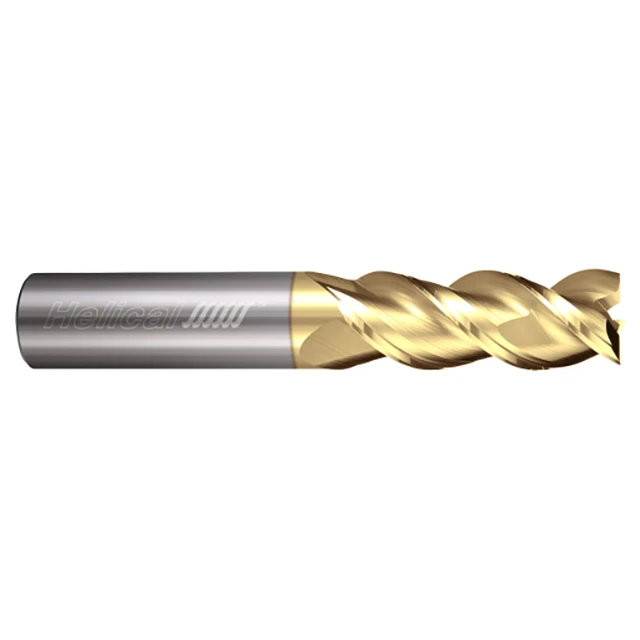 Helical Solutions 03797 | H45AL-X-31000 1" Diameter x 1" Shank x 4-1/8" LOC x 7" OAL 3 Flute Single End Zplus Coated Solid Carbide Square End Mill For Aluminum