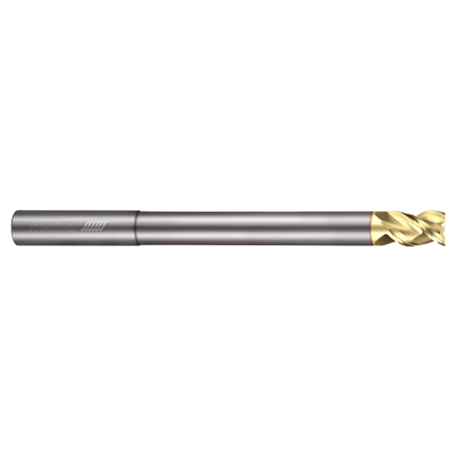 Helical Solutions 19327 | H45AL-RN-X-30500 1/2" Diameter x 1/2" Shank x 5/8" LOC x 4-1/4" Reach x 6" OAL 3 Flute Single End Zplus Coated Solid Carbide Reduced Neck Square End Mill For Aluminum