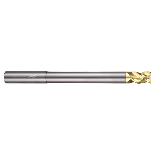 Helical Solutions 19437 | H45AL-RN-L-30750 3/4" Diameter x 3/4" Shank x 1" LOC x 3-3/8" Reach x 6" OAL 3 Flute Single End Zplus Coated Solid Carbide Reduced Neck Square End Mill For Aluminum