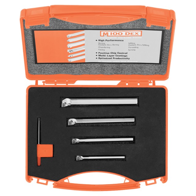 Micro 100 40-0100 | 1/4, 5/16, 3/8 & 1/2" Shank Assorted Indexable Boring Bar Set - 13pcs
