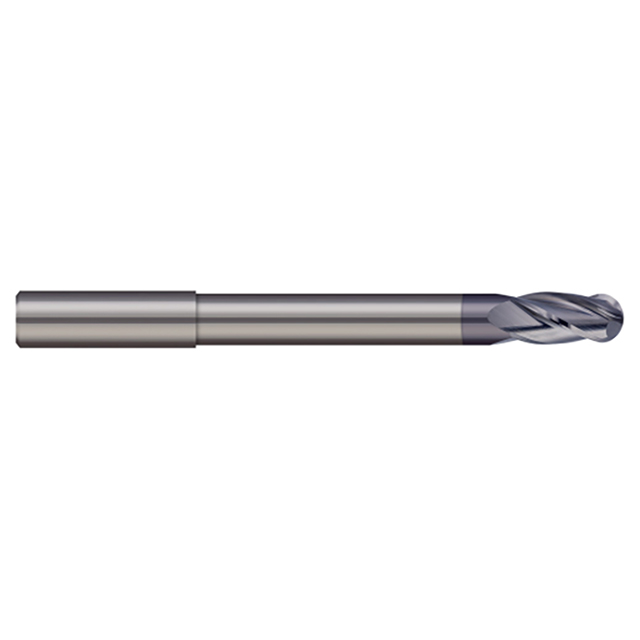 Micro 100 BLR-375-4X | 3/8" Diameter x 3/8" Shank x 3/4" LOC x 4" OAL 4 Flute AlTiN Coated Carbide Ball End Mill