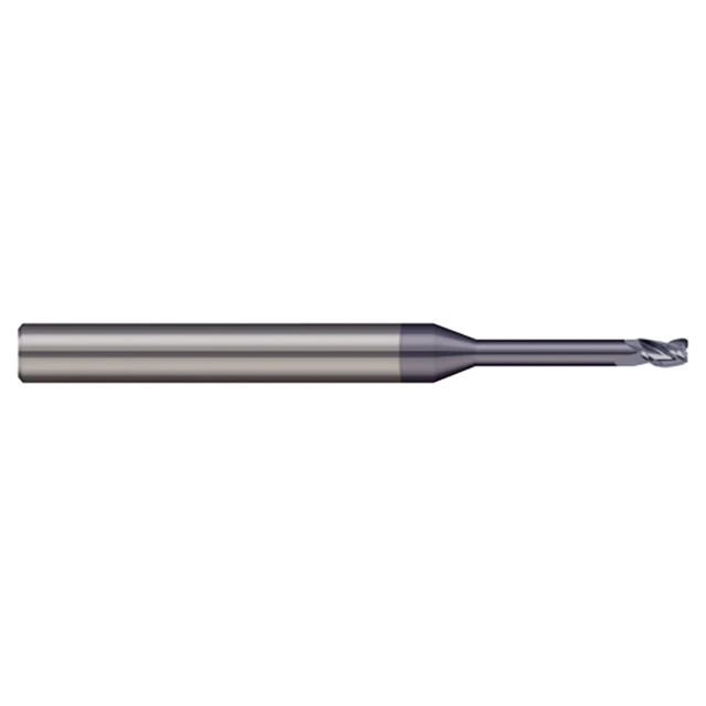Micro 100 MEFM-030-2500-15K | 3mm Diameter x 6mm Shank x 3mm LOC x 25mm Reach x 57mm OAL x 0.15mm Corner Radius nACRo Coated Carbide End Mill